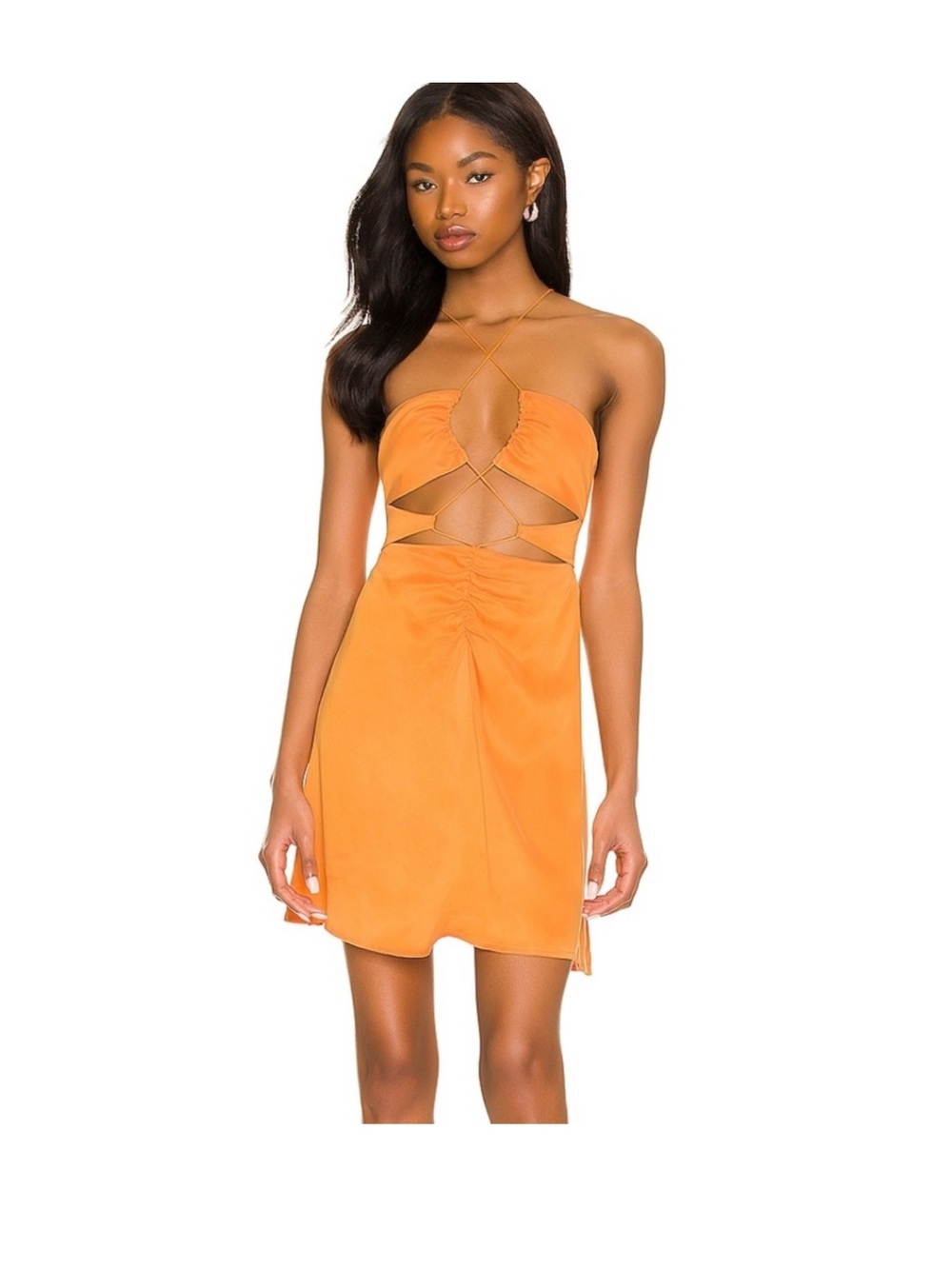 For love & lemons x Revolve Mallory mini dress in Orange Cutout